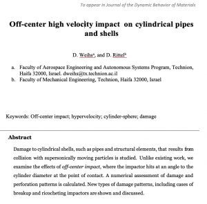 abstract -off center high velocity impact on cylindrical pipes and shells